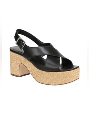 Vince Clementina Leather Platform Black Sandals - Sz 9M